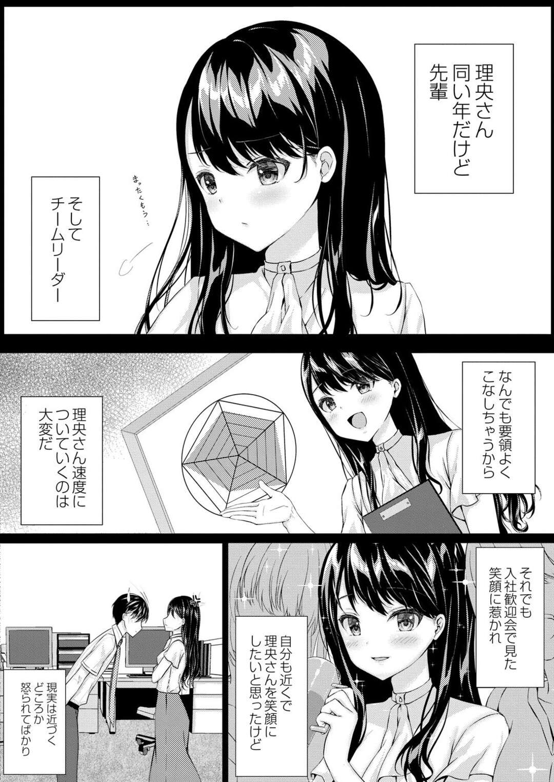 【エロ漫画】【エロ漫画】可愛いチームリーダーと二人で飲みに行った後輩が家に送ると誘惑されて可愛すぎる姿に発情して生中出しセックスしちゃう！【佐真：ほろ酔いモノローグ】